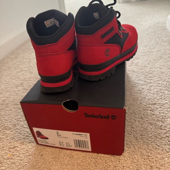 Timberland Euro Hiker Red and Black Boots - Picture 3 of 7